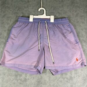 Polo Ralph Lauren Swim Trunks Shorts Purple Drawstring Mens L Lined Removed